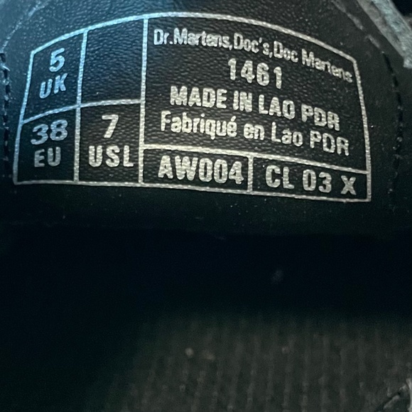 Size 7 US Ladies 38 EUR Dr. Martens 1461 Black Distressed Leather Patent Oxford - Picture 9 of 9